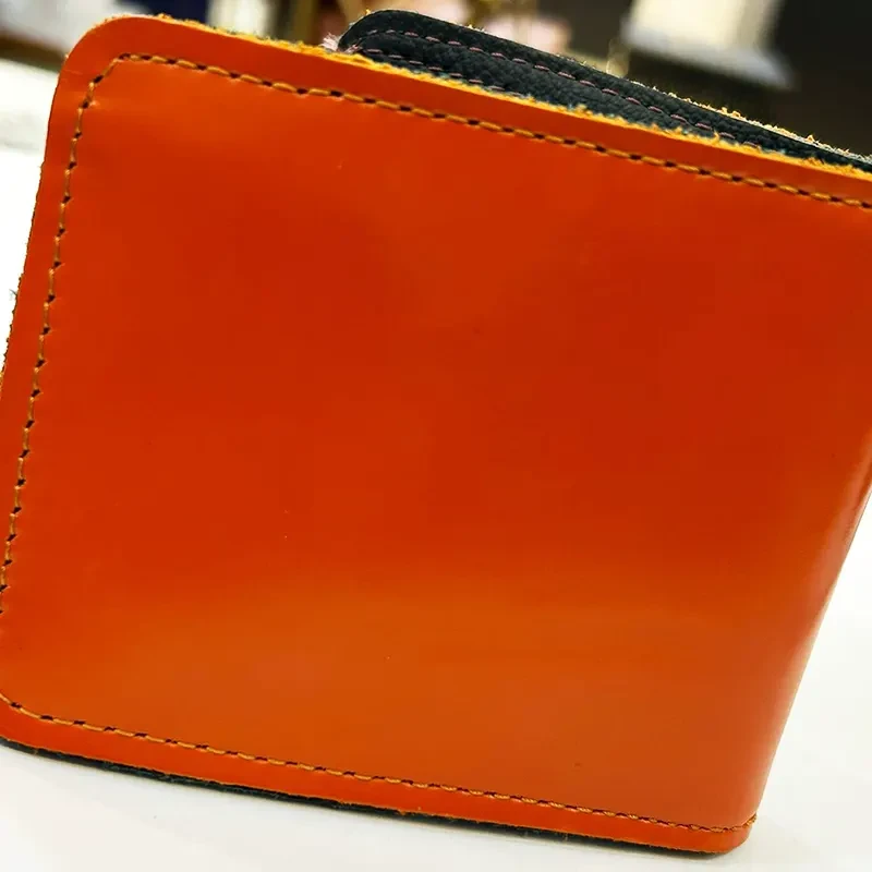 Classic Orange Leather Bifold Imported Dust pouch Wallet